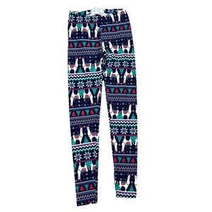 Derek Heart Christmas Lllama Holiday Leggings Small Stretch Low Rise Pant Party
